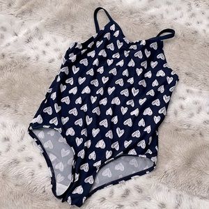 Heart print toddler girl bathing suit